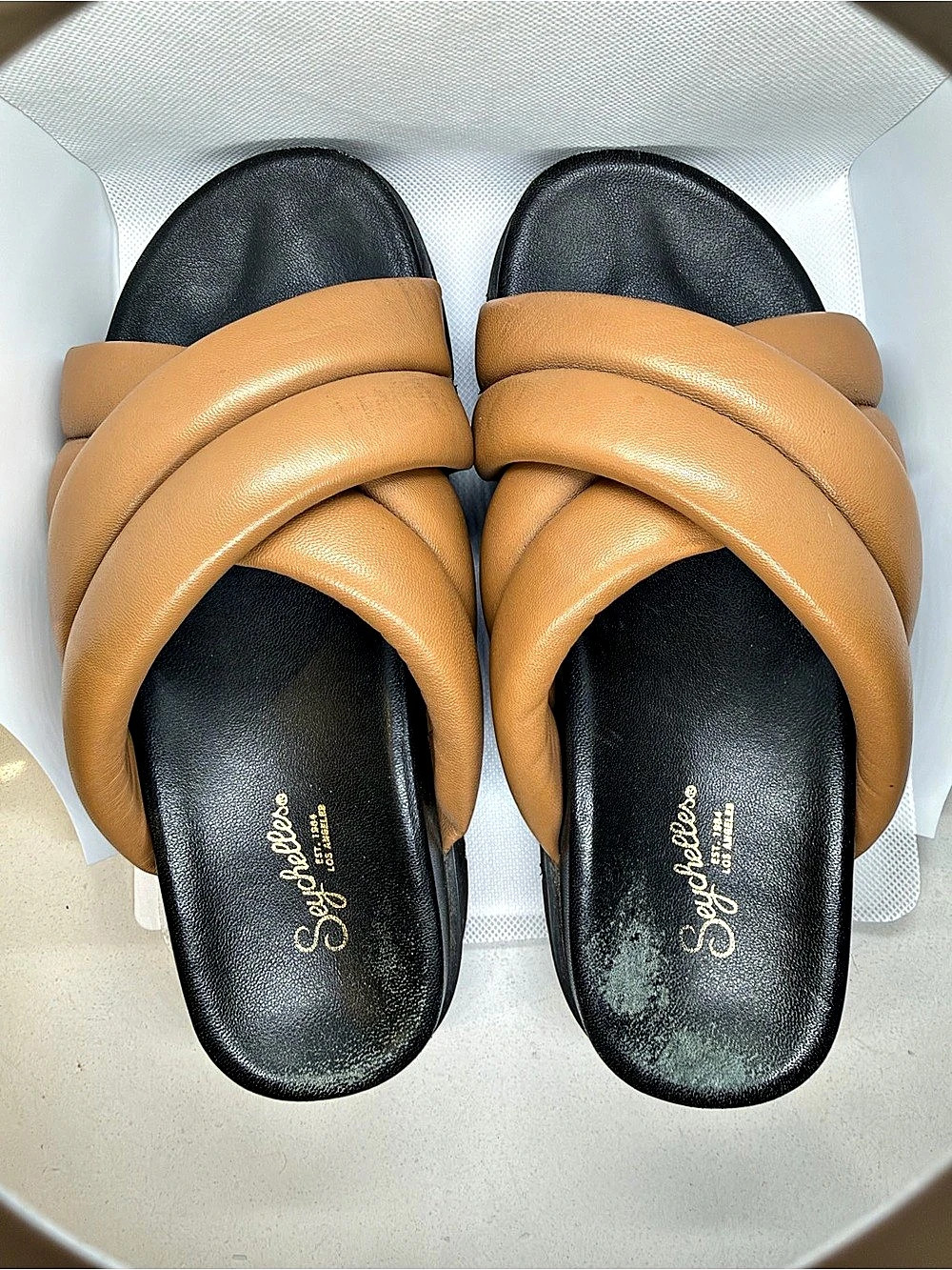 Seychelles Shades of Cool Slide Sandal Brown & Black